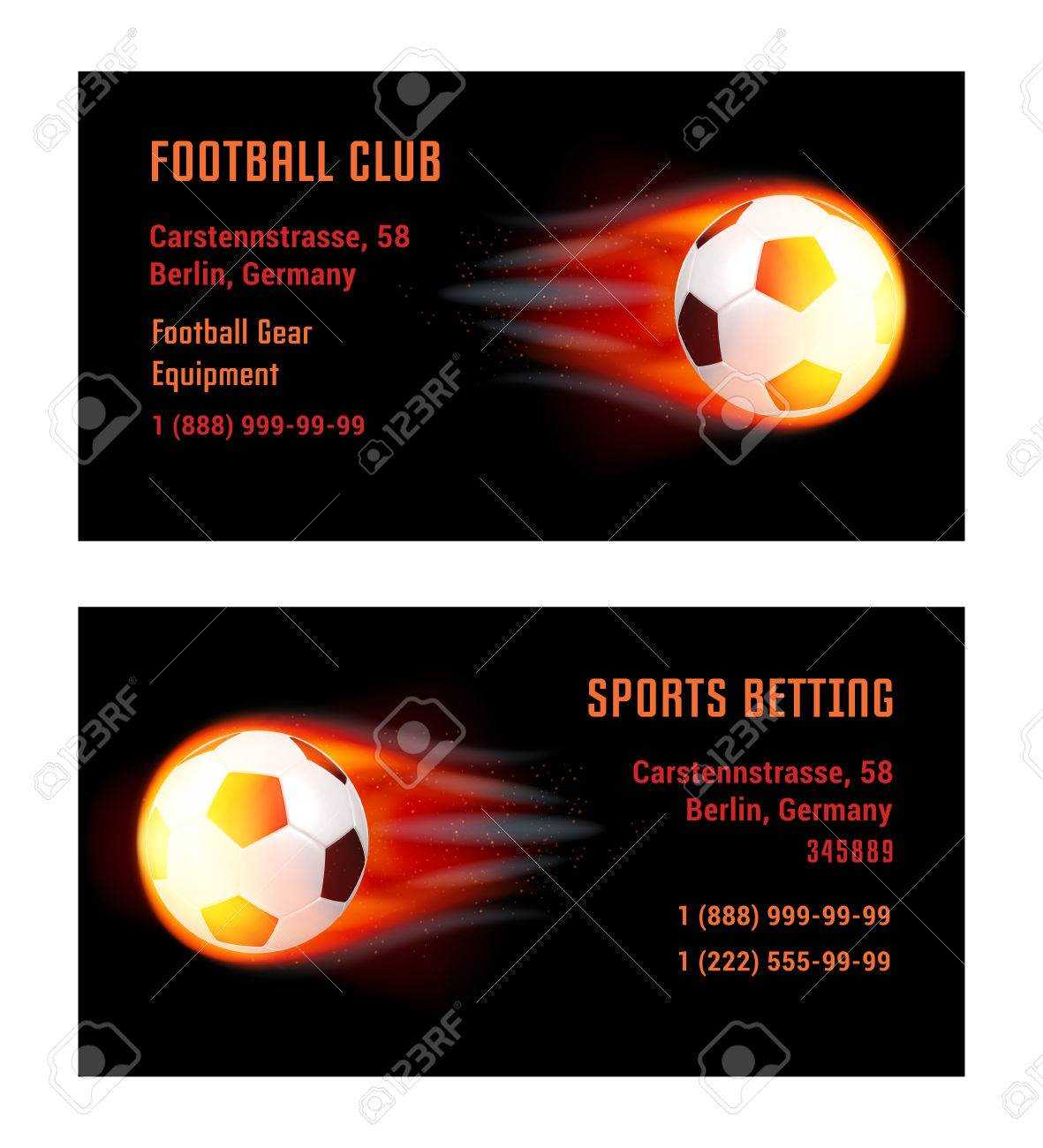 Vector Card Football Ball With Fire. Template For Football Club.. Intended For Football Betting Card Template