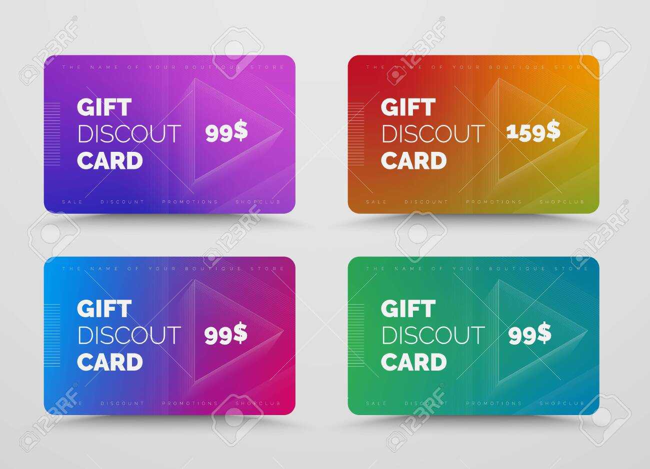 Vector Gift Card Design With Soft Blended Gradients And Voluminous.. For Credit Card Templates For Sale