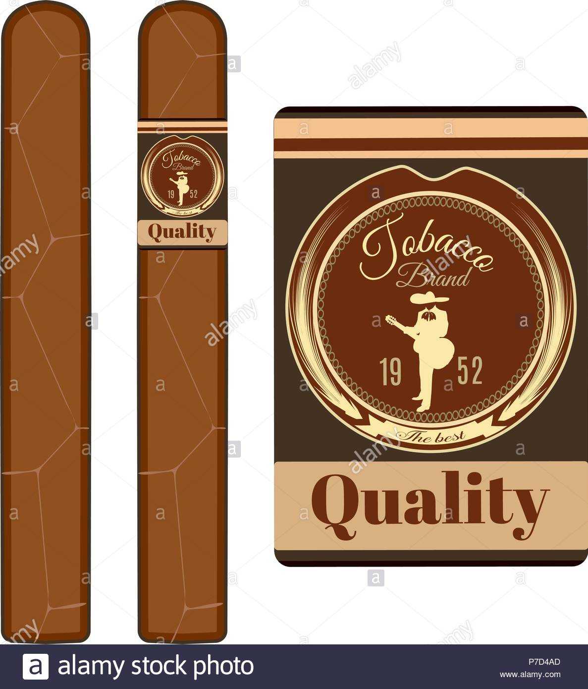 Vector Illustration Of Cuban Cigars With Label, Without It For Cigar Label Template