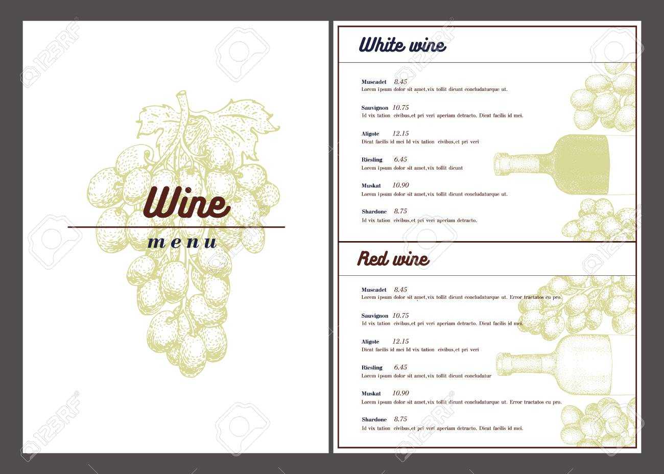 Vector Wine Menu Template. Can Be Use As Menu, Wine Card Design. With Regard To Free Wine Menu Template