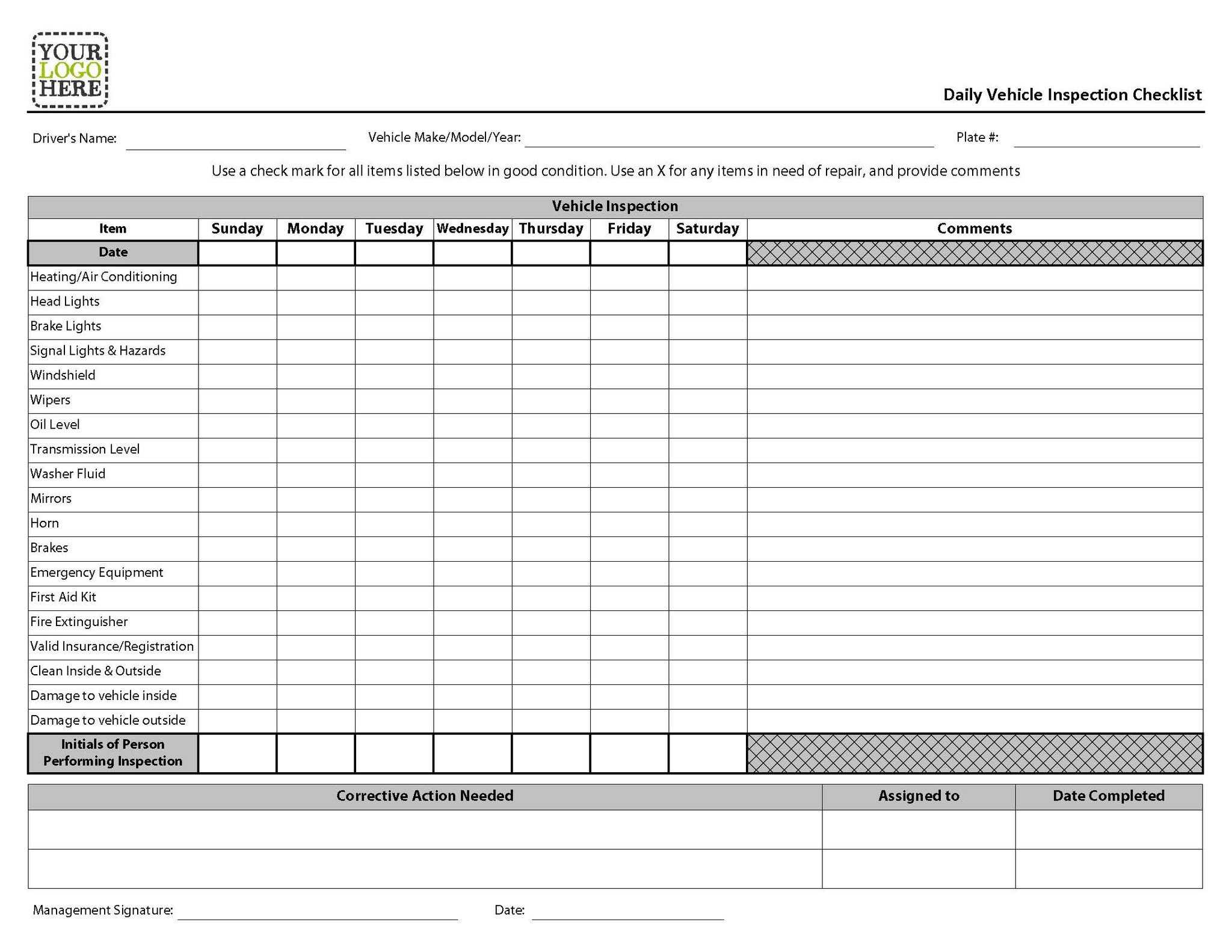 Vehicle Inspection Report Template Download ] – Vehicle In Daily Inspection Report Template