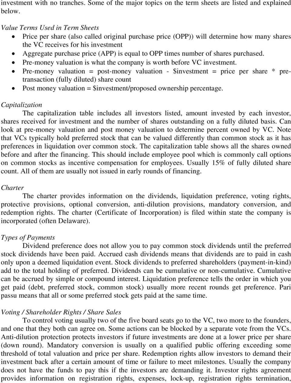 Venture Capital Term Sheet: An Exercise In Negotiation – Pdf Within Convertible Note Term Sheet Template
