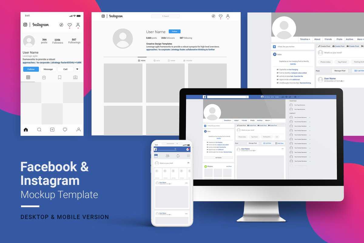 Victorthemes A Twitter: "facebook & Instagram Mockup Inside Facebook Templates For Business