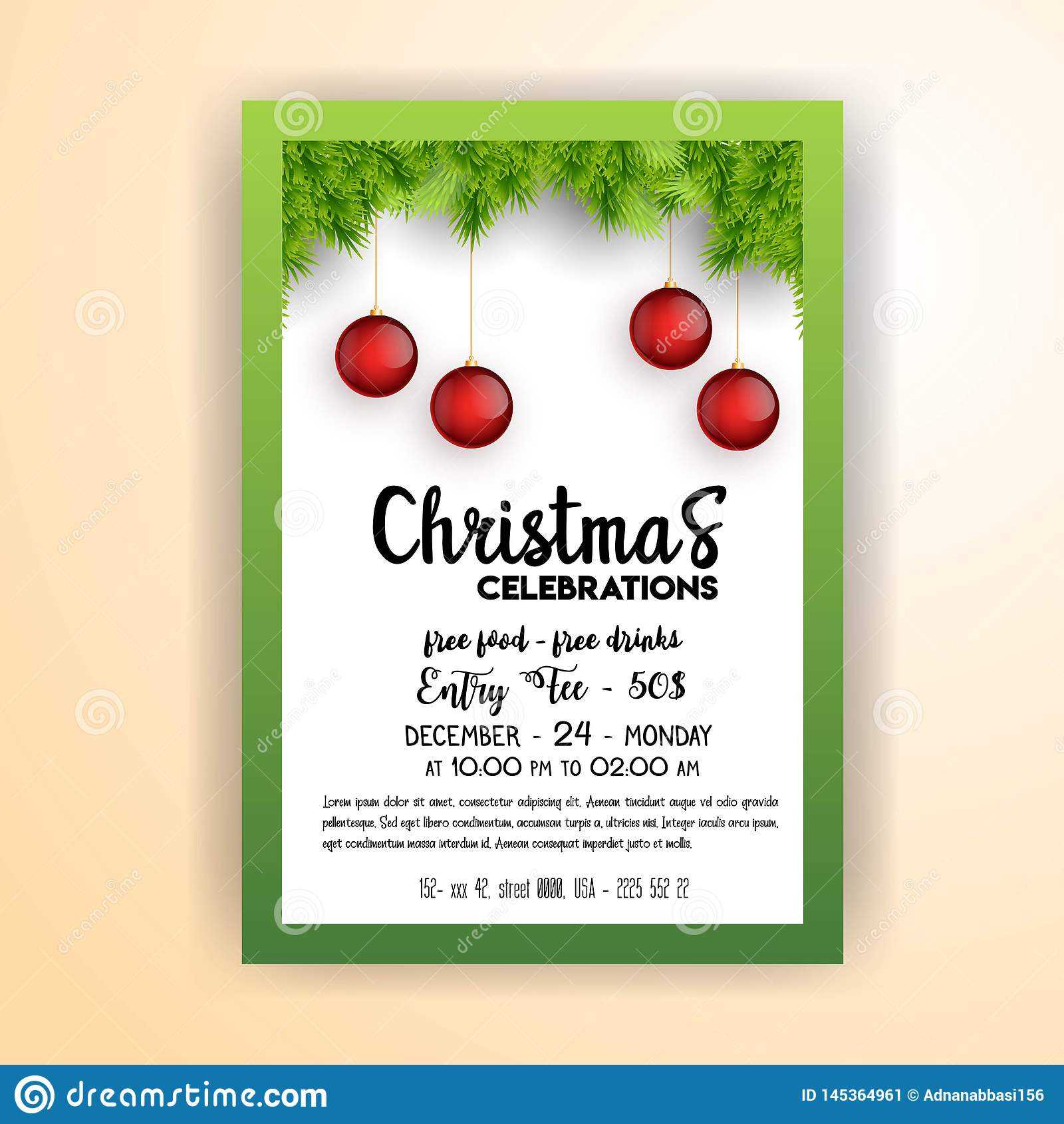 Vintage Christmas Party Flyer Template Stock Vector Throughout Free Christmas Party Flyer Templates