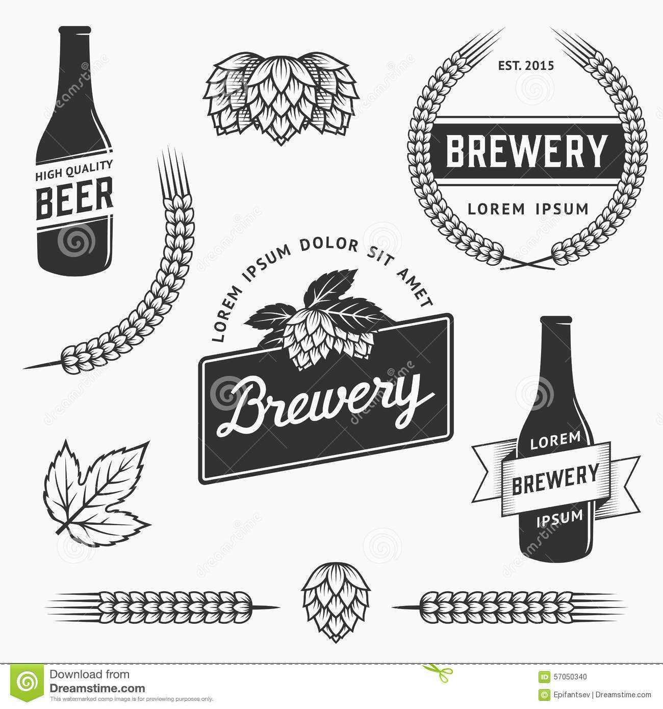 Vintage Set Of Brewery Logos, Labels And Design Element Pertaining To Craft Label Templates