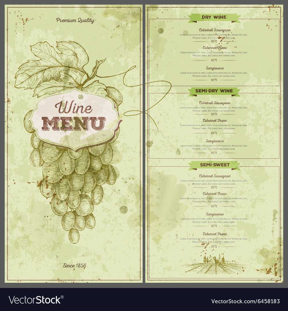 Vintage Wine Menu Design Document Template For Free Wine Menu Template