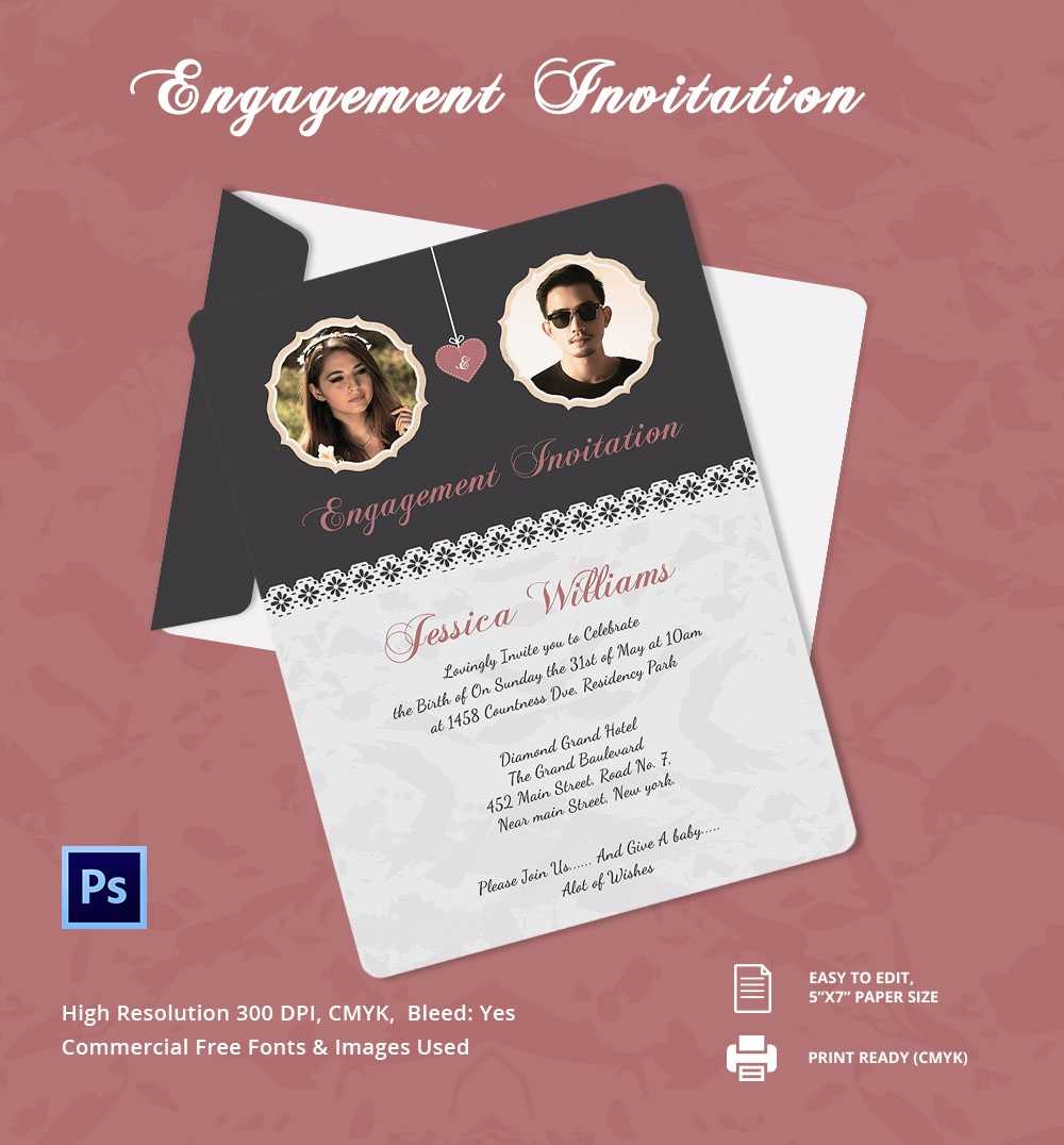 Wedding Ceremony Invitation Card Format | Balcon Within Engagement Invitation Card Template