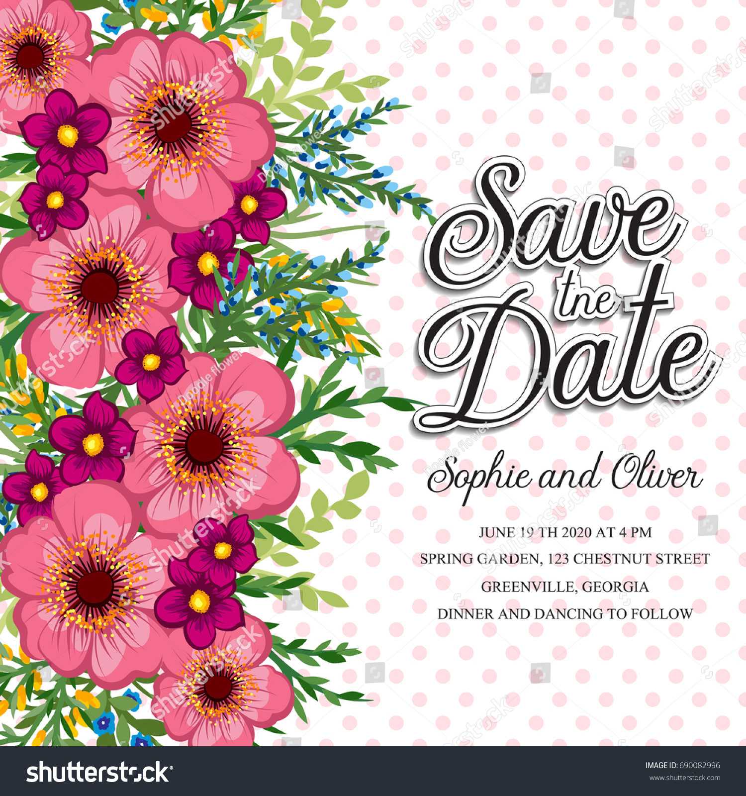 Wedding Invitation Card Suite Flowers Templates Vector Stock Throughout Frequent Diner Card Template