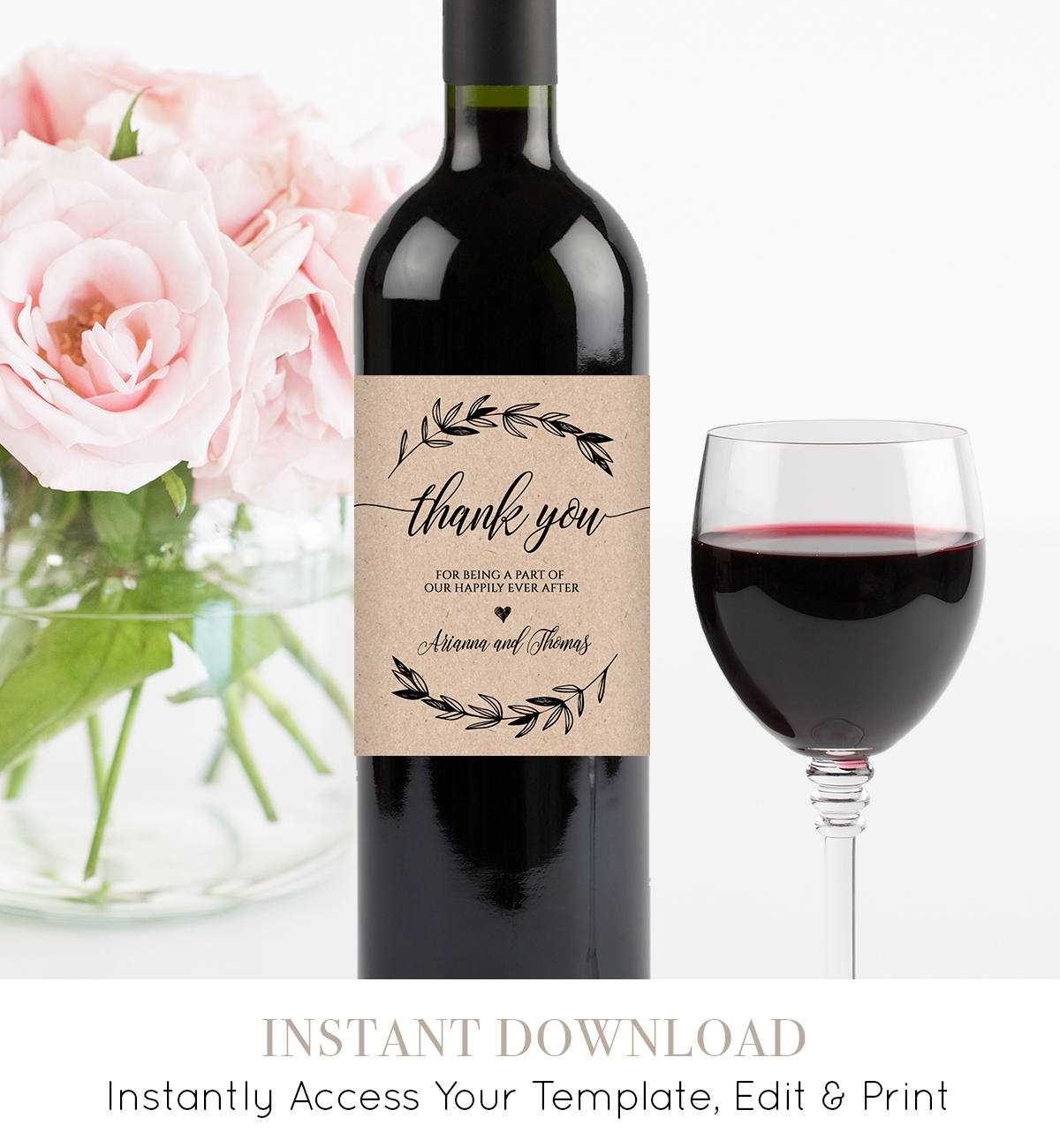 Wedding Wine Bottle Label, Printable Wine Label Template Regarding Free Wedding Wine Label Template