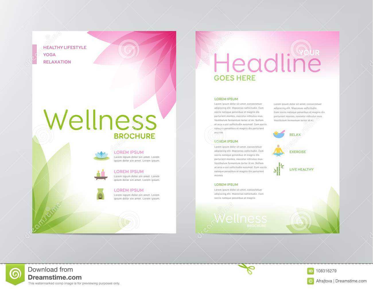 Wellness Brochure – Layout Template Stock Vector Intended For Free Health Flyer Templates