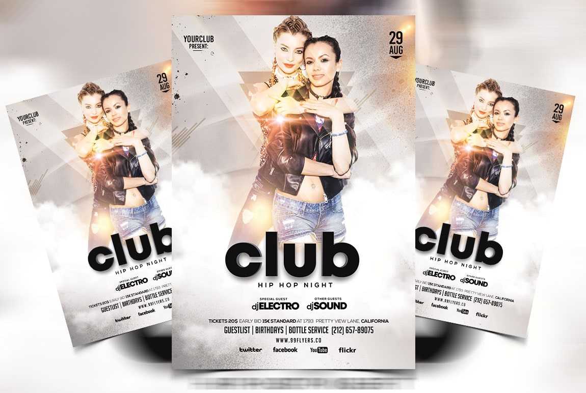 White Party Psd Free Flyer Template – Psdflyer.co With Free All White Party Flyer Template