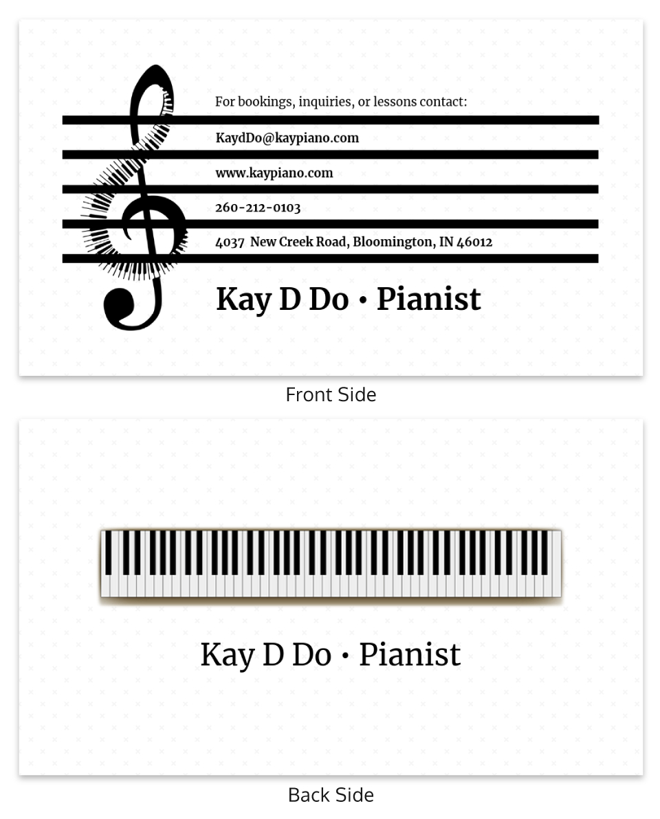 White Pianist Music Business Card Template Pertaining To Dog Grooming Record Card Template