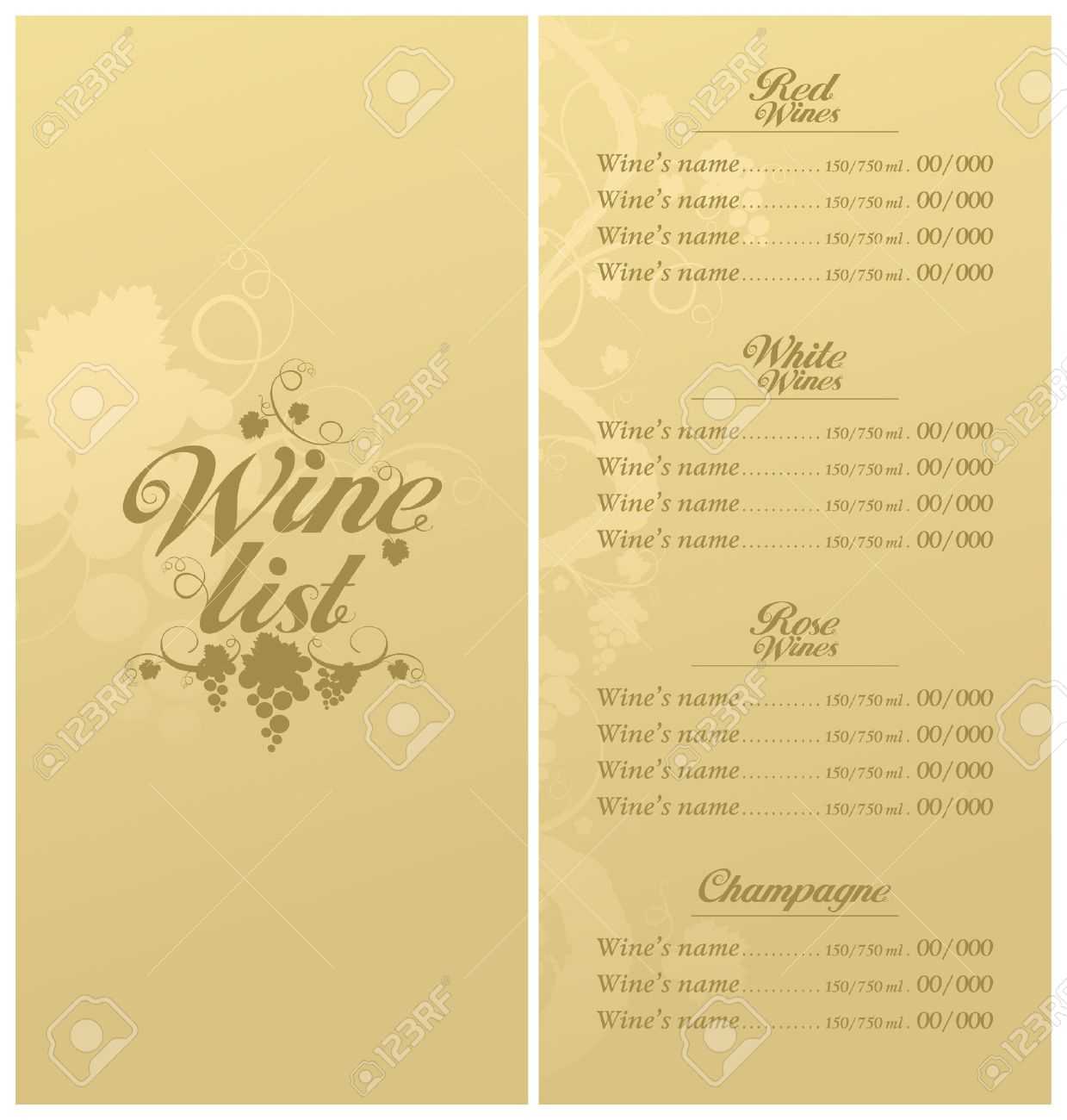 Wine List Design Template – Colona.rsd7 In Free Wine Menu Template