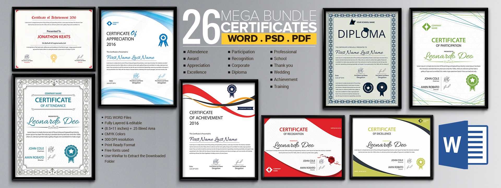 Word Certificate Template – 53+ Free Download Samples With Congratulations Certificate Word Template