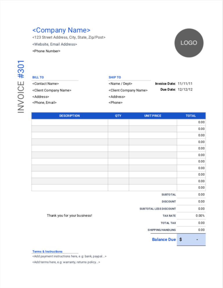 word invoice template download