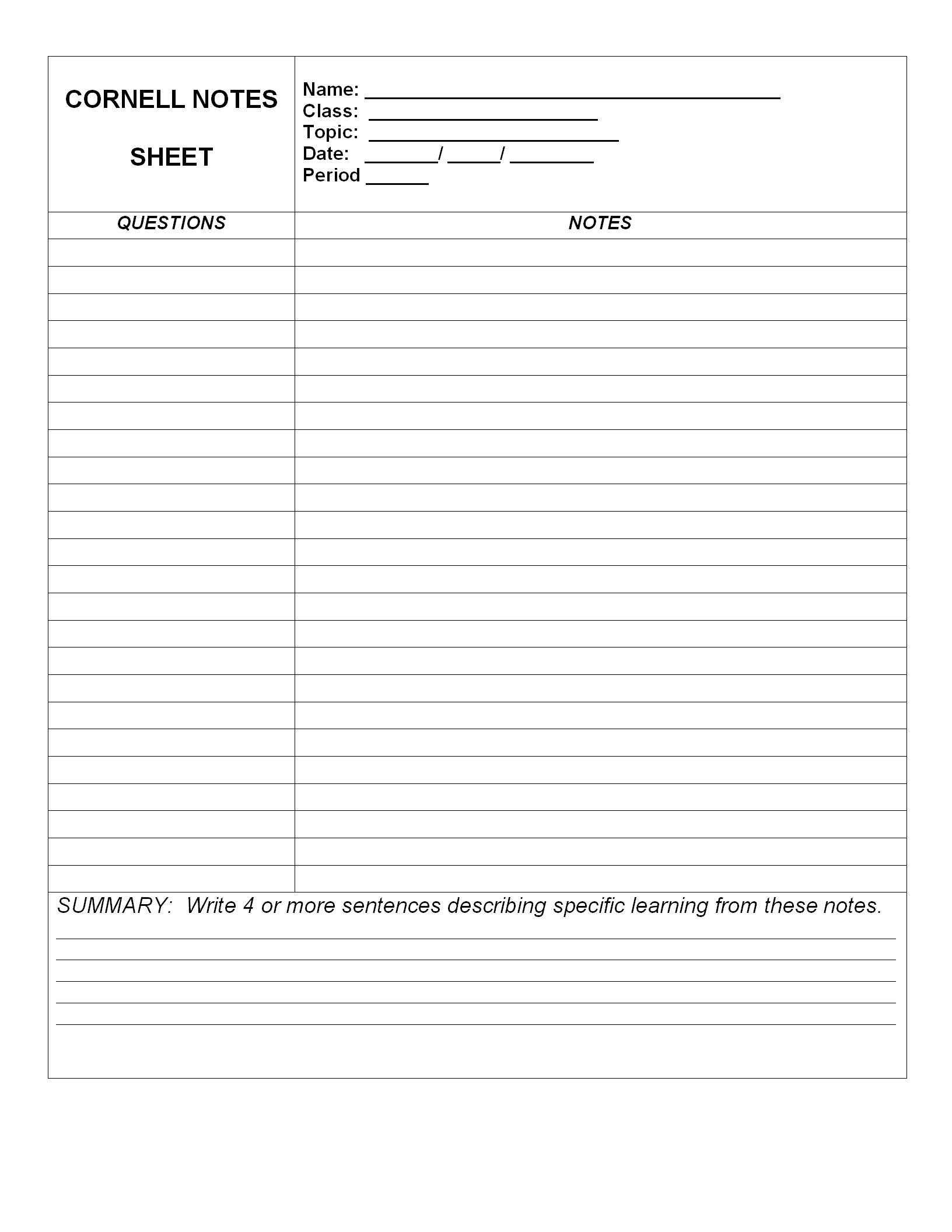 Wps Template – Free Download Writer, Presentation Within Cornell Notes Template Doc