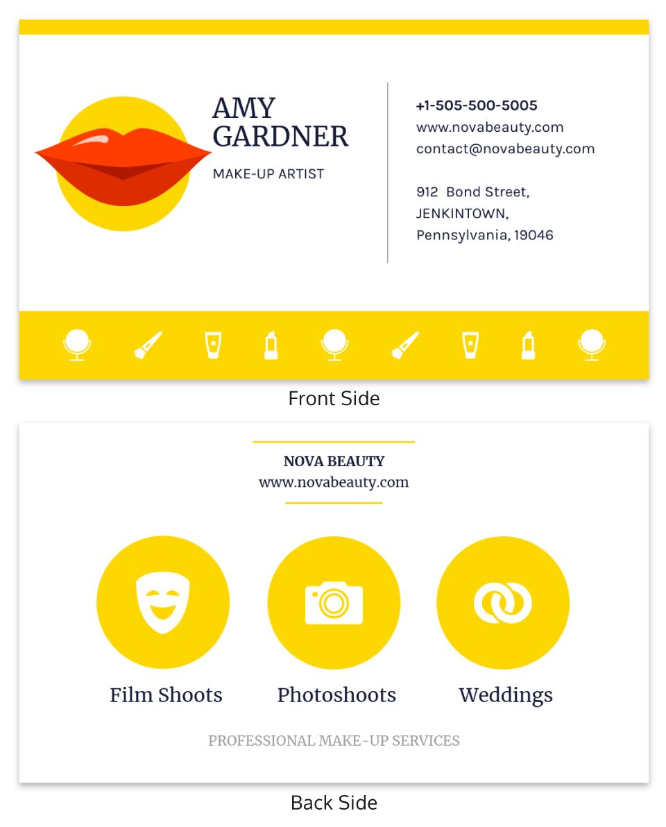 Yellow Makeup Artist Business Card Template Throughout Dog Grooming Record Card Template