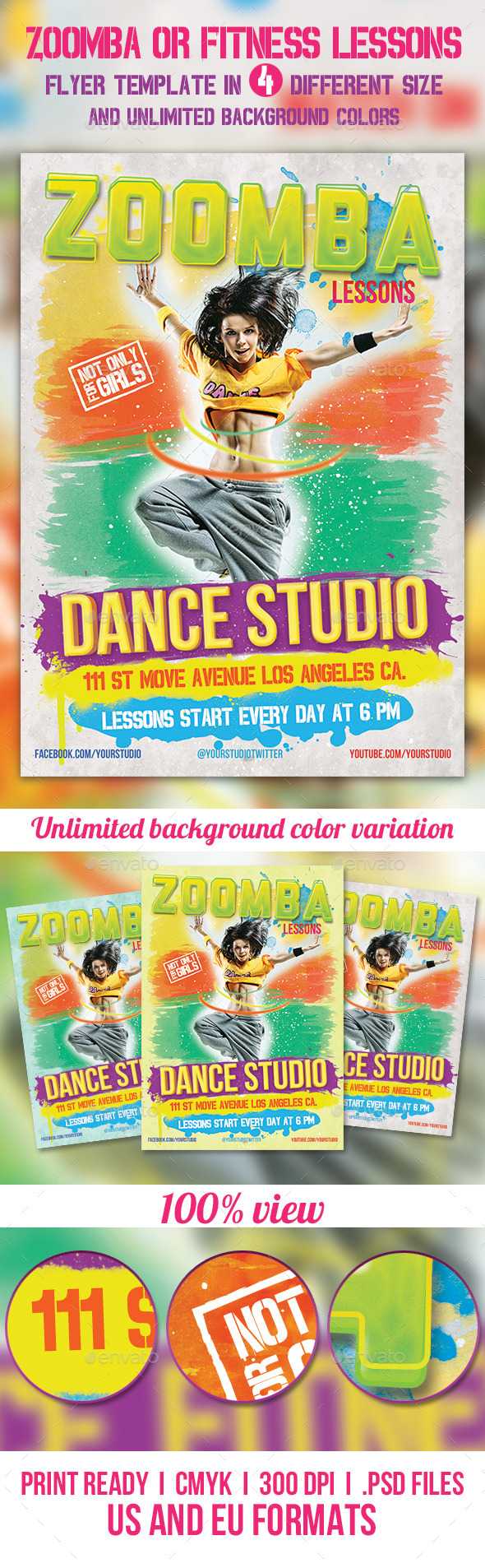 Zumba Flyer Graphics, Designs & Templates From Graphicriver In Free Zumba Flyer Templates