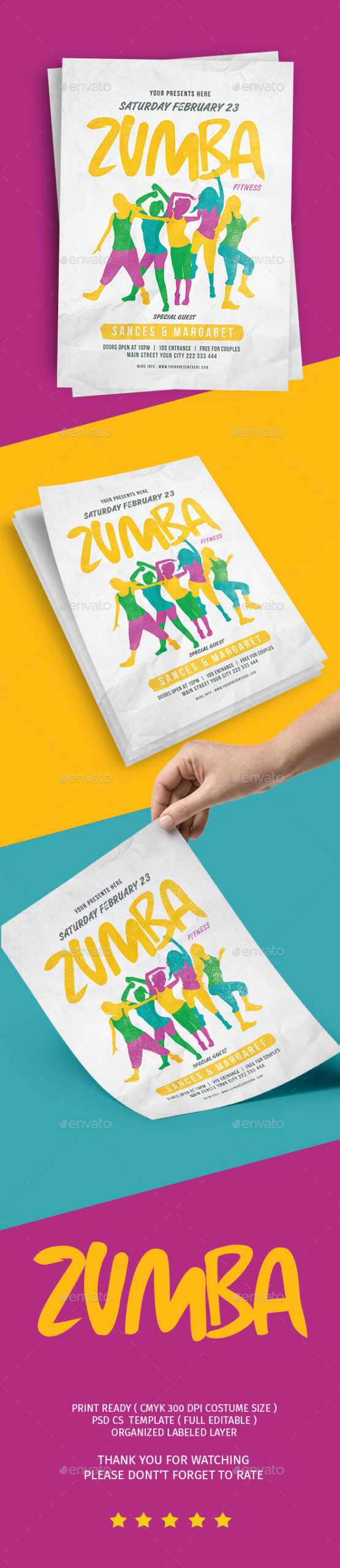 Zumba Flyer Graphics, Designs & Templates From Graphicriver With Free Zumba Flyer Templates