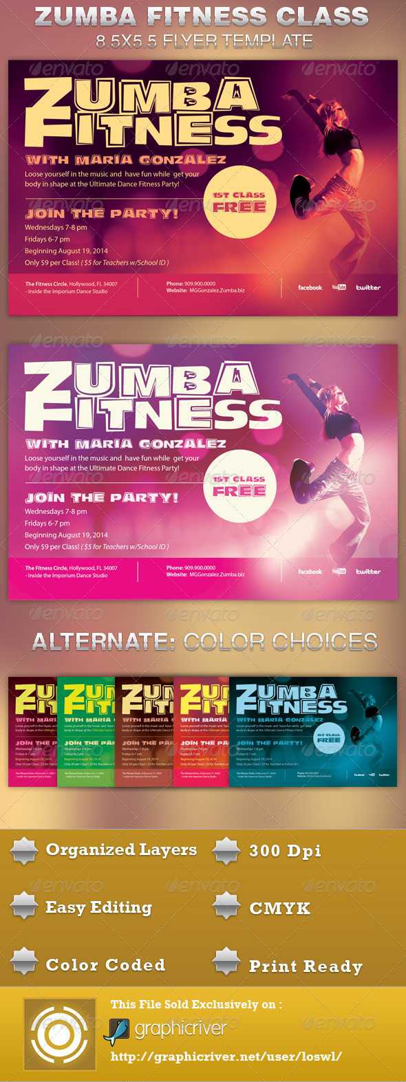 Zumba Flyer Graphics, Designs & Templates From Graphicriver Within Free Zumba Flyer Templates